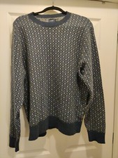 J Crew Mens Blue Patterned Sweater Crew Neck Size XL