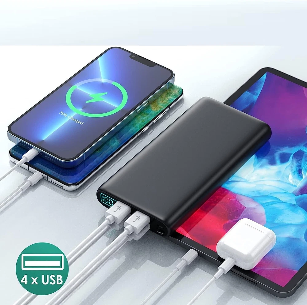 Power Bank 30000mAh Backup Battery 4 USB Cell Phone Smartphone Portable Charger