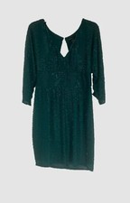 370 Aidan Mattox Women's Green V Neck Long Sleeve Embellished Dress Size 12