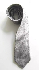 * TO CLEAR * SIMPSON * PICCADILLY  SILVER PAISLEY MENS VINTAGE SILK TIE FREE P+P