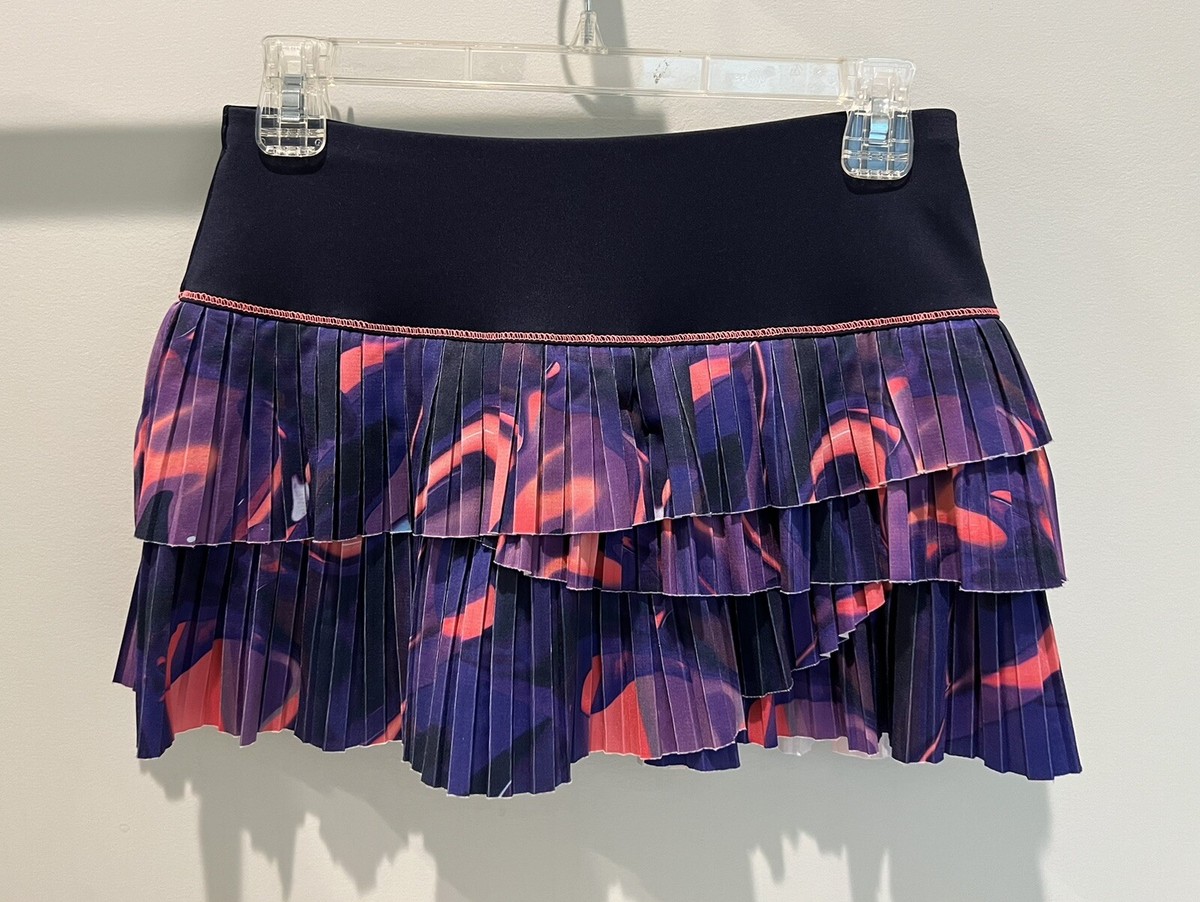 Lucky In Love Pleated Scallop Tennis Skirt Multi Tier Blue Purple