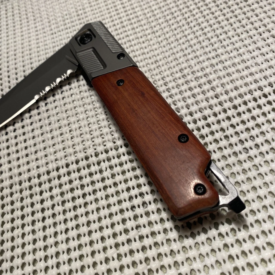 Деревянный карманный охотничий нож с пружинным ОТКРЫТЫМ лезвием 9 дюймов - Изображение 4 из 4