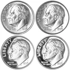 1995 P D S & SILVER Roosevelt Dimes 4 coin Set