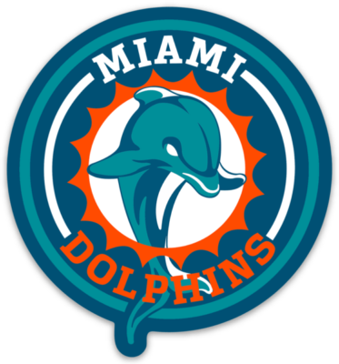 Miami Dolphins Logo Type with Dolphin jump through star NFL Die 