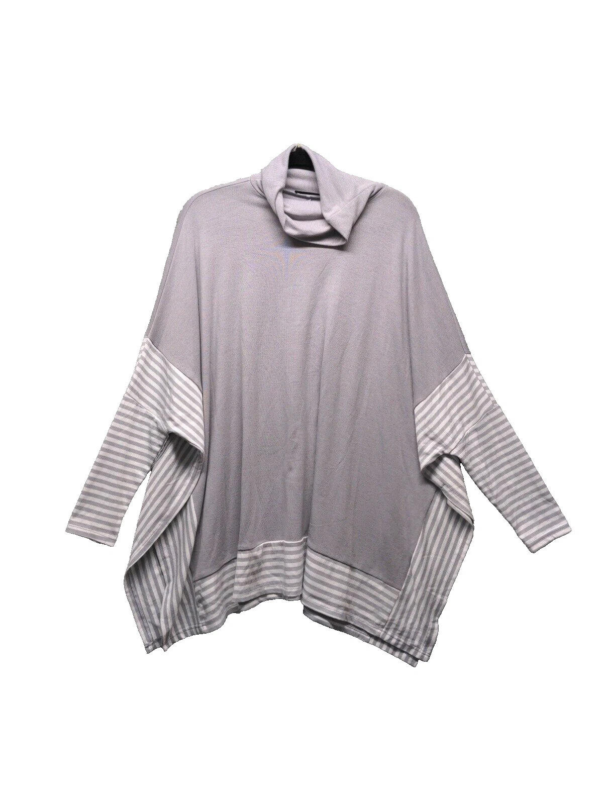 DOE & RAE Women Poncho Sweater LARGE(12-14) Turtle Neck Stripe Multicolor