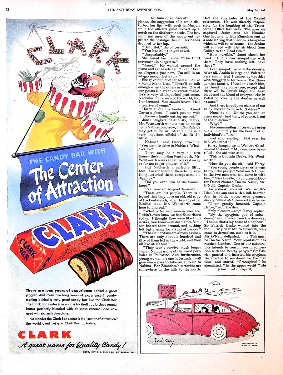 Original 1947 Clark Bar Ad: The Center of Attraction