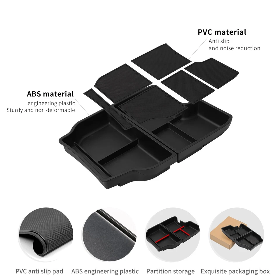 Bandeja organizadora caja de almacenamiento capa inferior central 2 piezas para Toyota Sienna 2024 2025 Foto 3 de 4