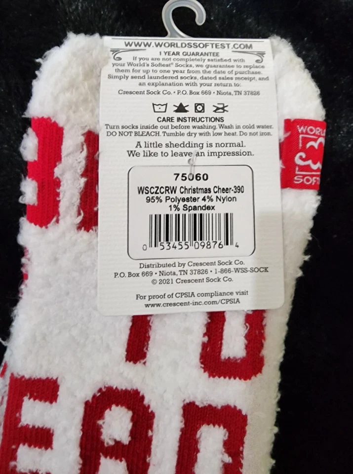 2 pares de calcetines más suaves del mundo para mujer acogedores cómodos NAVIDAD CHEER Crew talla 6-11 nuevos con etiquetas Foto 3 de 4
