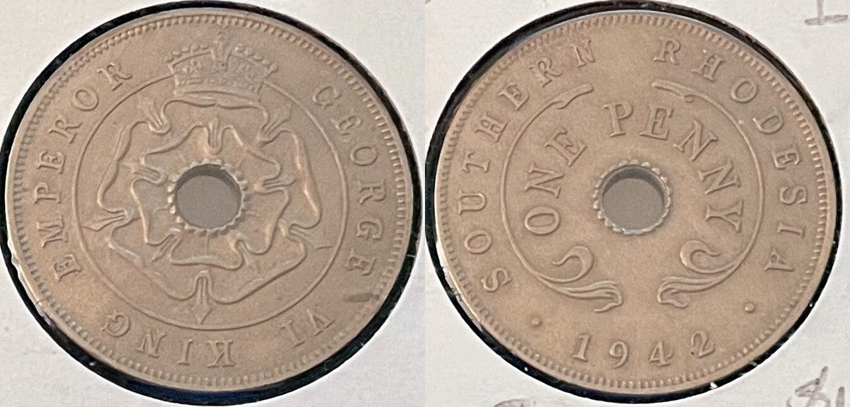 Southern Rhodesia 1942 1 Penny - George VI KM-8 Copper-nickel aUNC