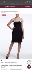 Davids Bridal Short Satin Slim Bow Style Black Ivory Size 8