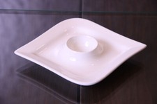 Schillerbach Eierbecher Porzellan mit Ablage, stilvolles Design, weis Eierbecher