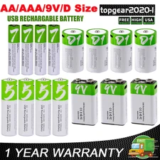 Lot AA AAA 9V C D USB Lithium ion Li-ion Rechargeable Battery 1.5V With Type C
