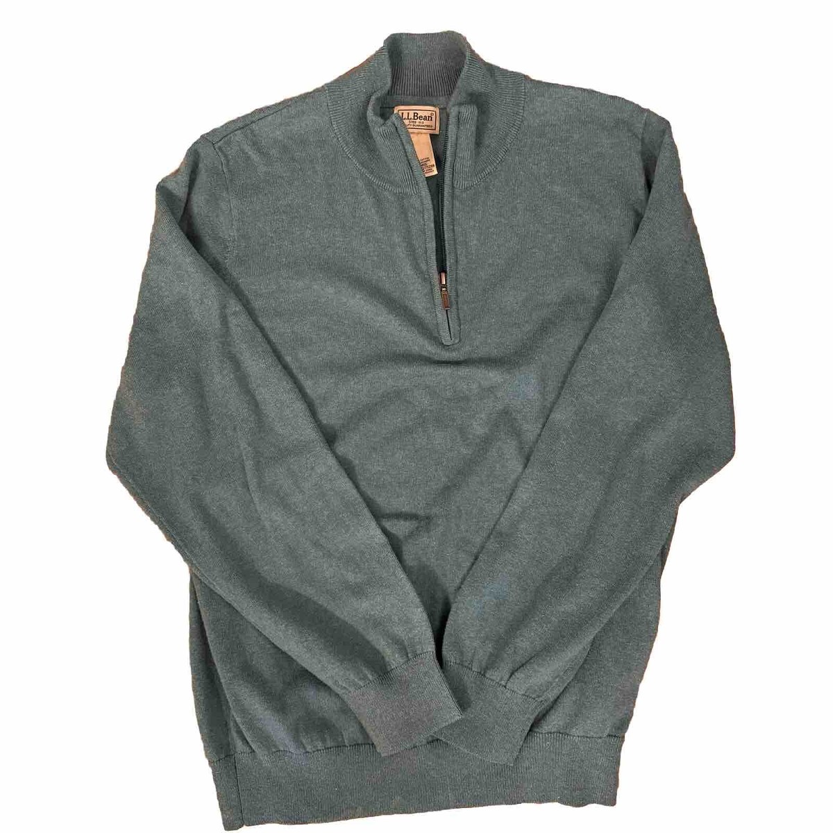 LL Bean Mens Cashmere Blend 1/4 Zip Pullover Sweater Large Green