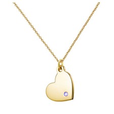 Personalized Birthstone Heart Pendant Necklace in Yellow gold plated Silver