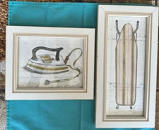 2 Piece Collection Spicher & Co Laundry Framed Watercolor Prints under Glass