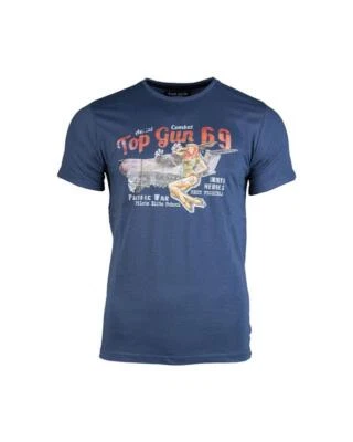 Original T-Shirt Pin-Up Bleu Top Gun 69 Héros Pacific Était PARAMOUNT Film - Photo 1/2