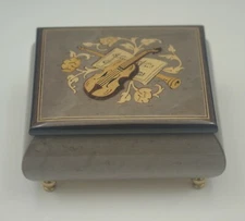 RODI SWISS REUGE WOOD INLAY MARQUETRY MUSIC BOX PLAYS BEETHOVEN ROMANCE 