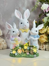 DECOR ILLUMINEE 15  EASTER LED FAMILY OF BUNNIES IN GARDEN
