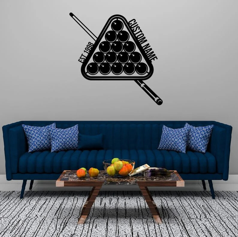 3D Metal Acrylic Billiards Wall Art - USA Home Decor Silhouette Sign-image