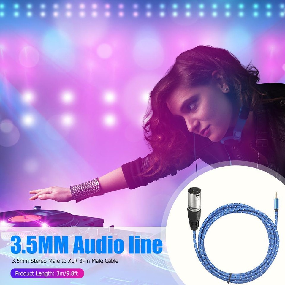 3.5mm Stereo Male Plug to XLR 3Pin Male Aluminium Connector Shielding