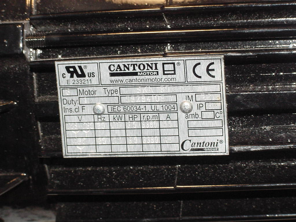 Canton SKh 80X-2D, AC Motor, 3 HP, 208-230/460V, 3380 RPM Canton SKh 80X-2D, AC Motor, 3 HP, 208-230/460V, 3380 RPM