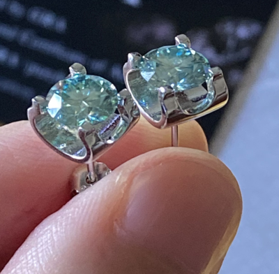 1 CT Moissanite Screw Back 925 Solitaire Stud Earrings -GRA
