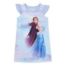 Frozen Anna and Elsa Girl's Flutter Sleeve Nightgown, Gown, Size Small 6/6X