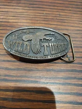 Vintage 1974 Bergamot Brass Wild Turkey Whiskey Austin Nichols Men's Belt Buckle