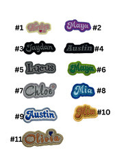 Custom Felted Sparkly Iron-on Name Tag Patch. Attach on Clothing Uniforms Backpa