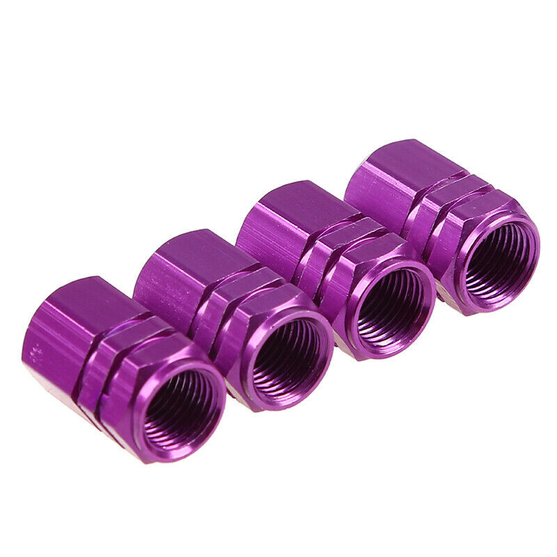 4pcs PURPLE Wheel Tyre Tire Valve Stems Air Dust Cover Screw Caps Car