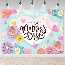 Happy Mother's Day Backdrop 7x5ft Mother's Day Floral Background Mother's Day...