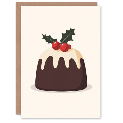 Kuchen mit Stechpalme festlich Pudding Dessert Weihnachten Spaß Geschenk festlich Weihnachtskarte