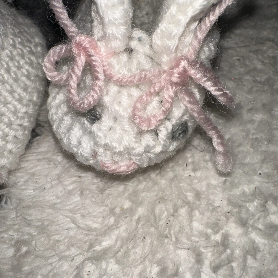 Пасхальный кролик вязаные белые детские тапочки размер 3 - Изображение 3 из 4