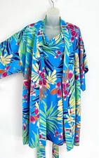 NATORI*2 PIECE~🌸FLORAL MULTI COLOR~WRAP ROBE&NIGHTGOWN~SZ SMALL~NWOT