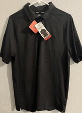 Mens Hurley Short Sleeve Stretch Moisture Wicking Polo Shirt-Medium-Black-NWT
