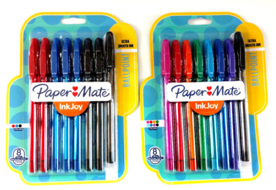 Paper Mate Ink Joy 2 Packs Medium Point Pens Pink Purple Red Orange Green Blue