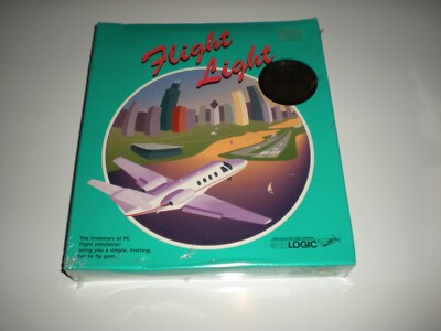 Flight Light retro flight simulator old DOS PC CD by SubLogic.  Rare.  Sealed.