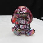 Fenton Red Carnival Butterfly Hand Painted Lop Ear Bunny Special Order 2003 W399