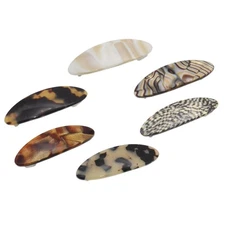 French Amie Oval Mini Set of 6 Handmade Celluloid Hair Clip Barrette for Girls