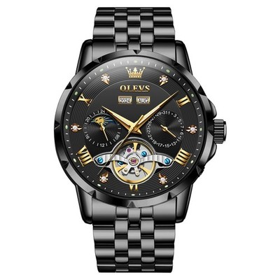 OLEVS Men's Mechanical Automatic Winding Watch with Moon Phase, Stylish  NEW