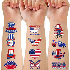 Fourth of July Temporary Tattoos for Kids, Red White and Blue Themed Tattoos for