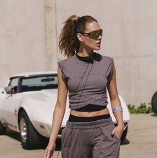 FP Movement Hot Shot Logo Crossover Piece Gray Shadow Size XSmall NWT Top Only