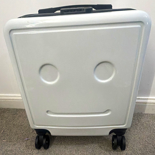 Smiley Face Small Cabin Hard Shell Plastic Suitcase, Telescopic Handle, 4W