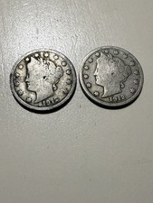 1912 Liberty V Nickel Coins Lot of 2 Good Condition Ungraded US Coins