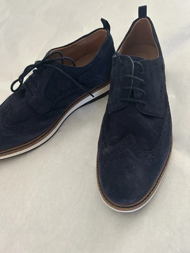Oxford Clarks uomo Chantry Wing blu navy pelle scamosciata punta alare 9 casual nuove senza scatola