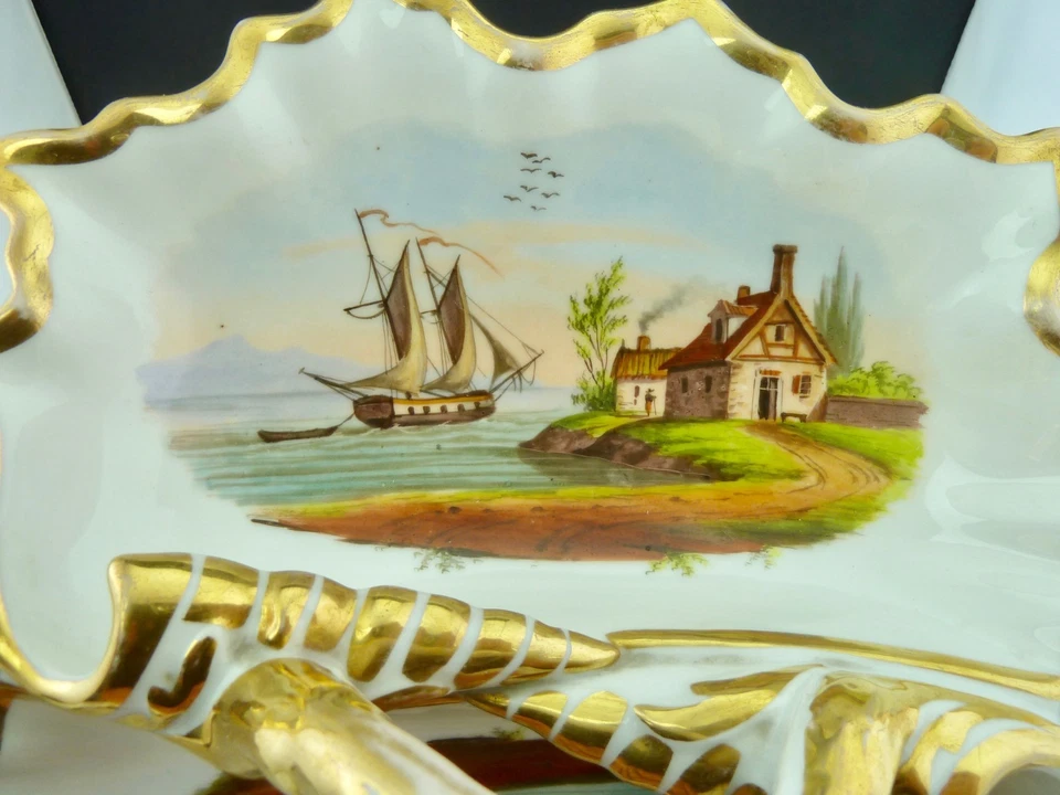 Porzellan Kabarett ca um 1860 vermutlich Schlesien (Krister , Altwasser, etc) - Bild 2 von 4
