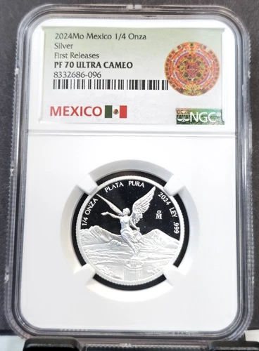 2024 MEXICO SILVER LIBERTAD 1/4 ONZA NGC PF 70 ULTRA CAMEO FIRST RELEASES 1/4 oz