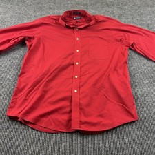 Chaps Mens 17 17 1/2 --34/35 Red Wrinkle Free Button-Down Collared Chest Pocket