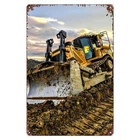 Rustic Vintage CATERPILLAR Bulldozer Construct 8x12 Tin Metal Signs Home Décor