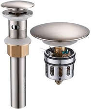 Vessel Sink Drain for Bathroom, Pop-up With Overflow, Brushed Nickel
